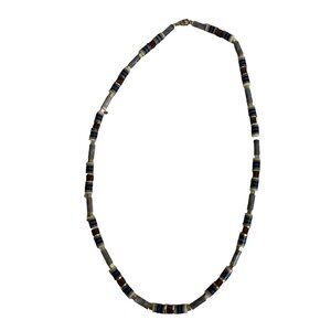 Vtg Faux Disk Shaped Wafer Bead Cut Rolled Necklace Inspired By Heishi Design